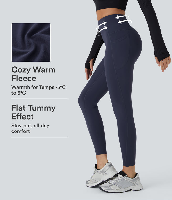 Plush Thermal High Waisted Tummy Control Pocket Workout Leggings — Overture — view 1