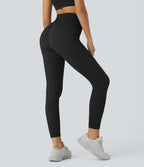 Soft OneForm Seamless Flow Ribbed High Waisted Tummy Control Butt Lifting Training Leggings — Black — view 2