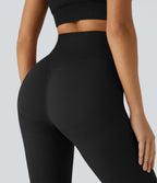 Soft OneForm Seamless Flow Ribbed High Waisted Tummy Control Butt Lifting Training Leggings — Black — view 5