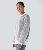Round Neck Long Sleeve Color Block Stripe Casual Jumper — Black — view 3