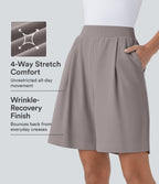 High Waisted Body Sculpt Waist-Slimming Side Pocket Micro Waffle Work Shorts — Satellite — view 1
