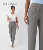 High Waisted Pocket Ankle Length Tapered Work Trousers — Silent Storm — view 5