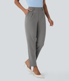 High Waisted Pocket Ankle Length Tapered Work Trousers — Silent Storm — view 3