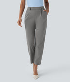 High Waisted Pocket Ankle Length Tapered Work Trousers — Silent Storm — view 1