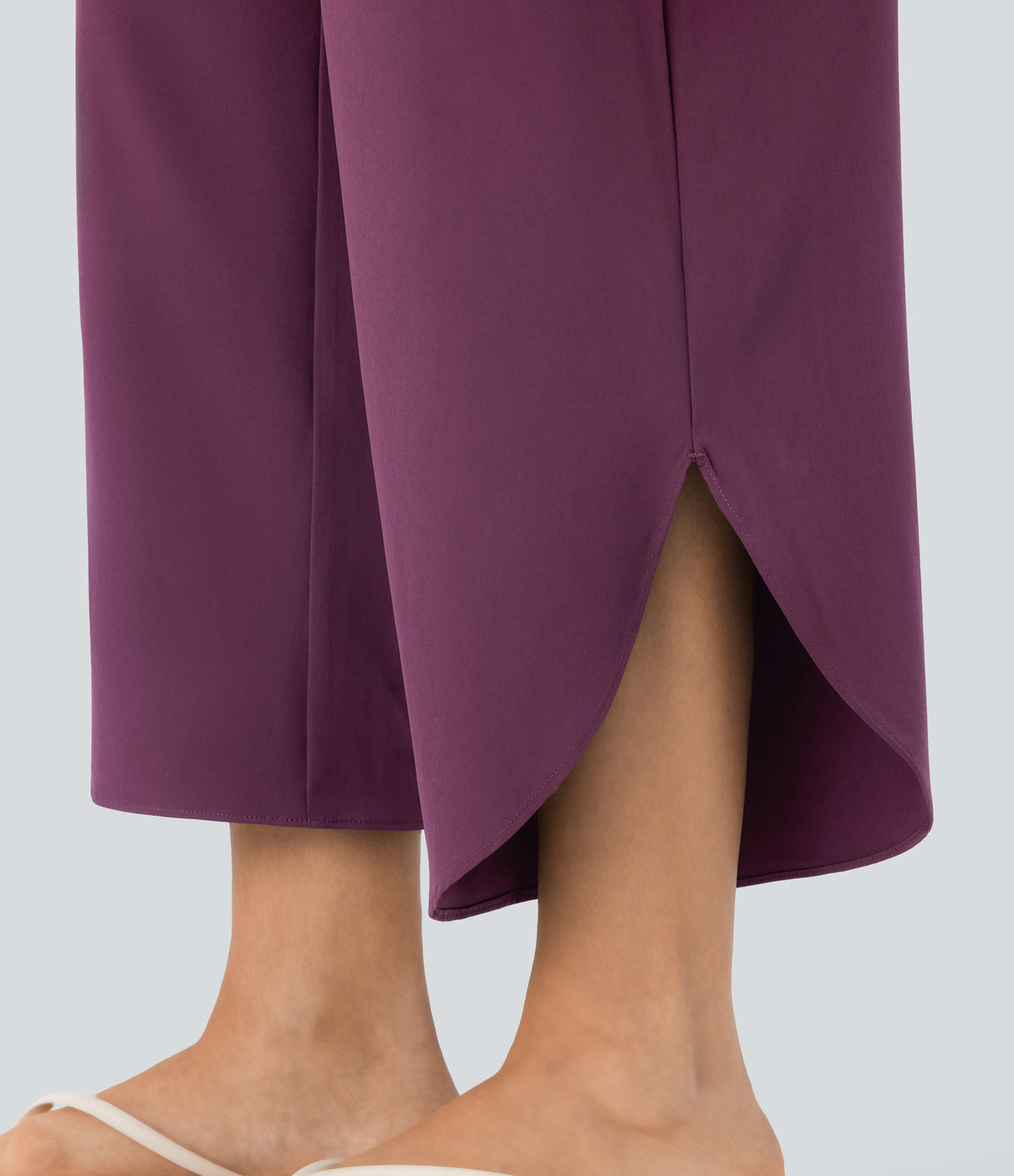 High Waisted Tummy Control Split Hem Quick Dry Resort Trousers with Pockets — Amaranth — view 5
