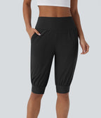 High Waisted Side Pocket Casual Shorts — Black — view 8