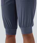 High Waisted Side Pocket Casual Shorts — Nightshadow Blue — view 6