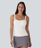 Ruched Backless Casual Tank Vest Top — White — view 6