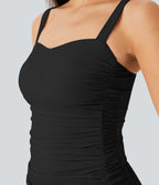 Ruched Backless Casual Tank Vest Top — Black — view 4