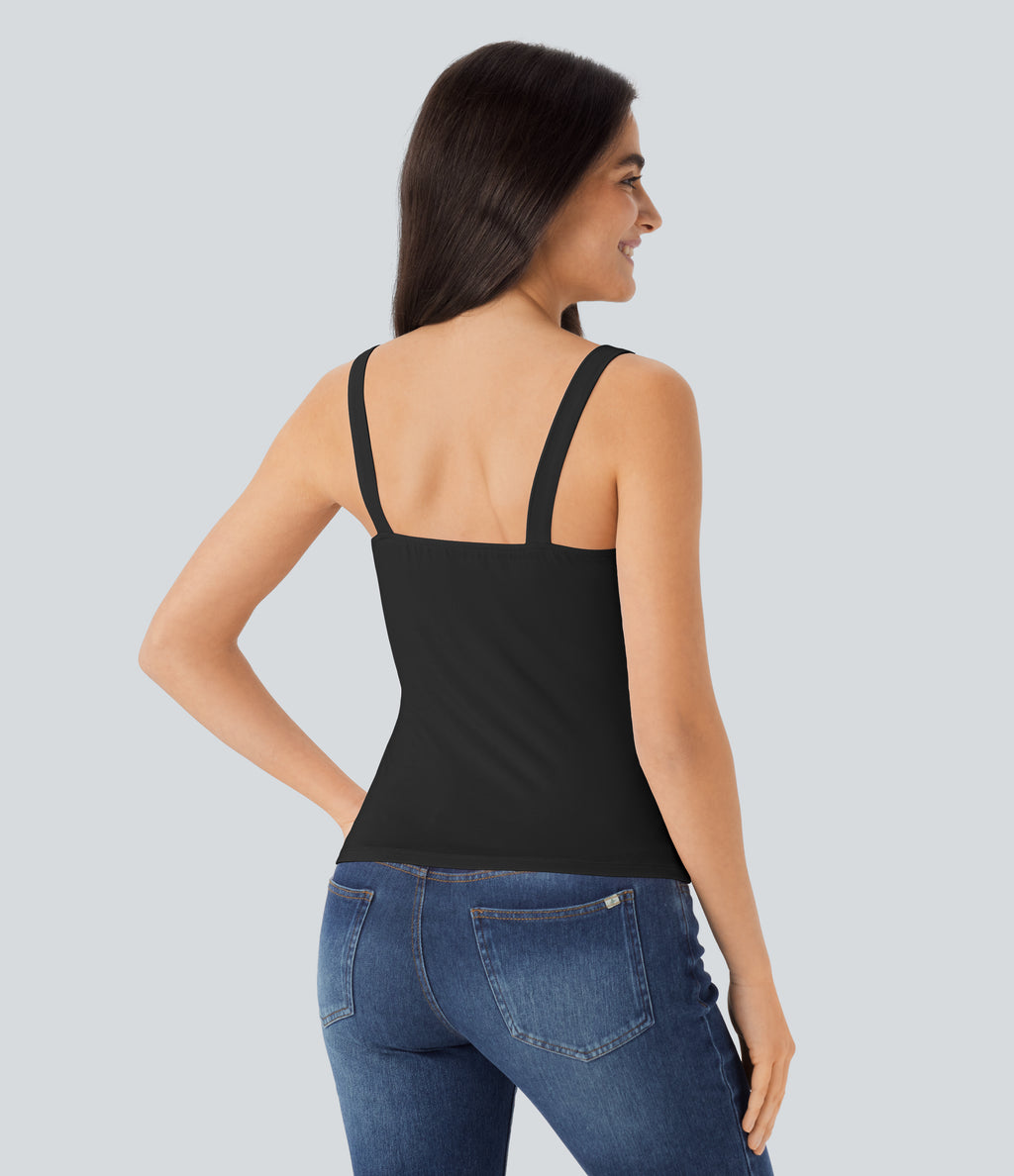 Ruched Backless Casual Tank Vest Top — Black — view 2