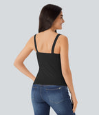 Ruched Backless Casual Tank Vest Top — Black — view 2