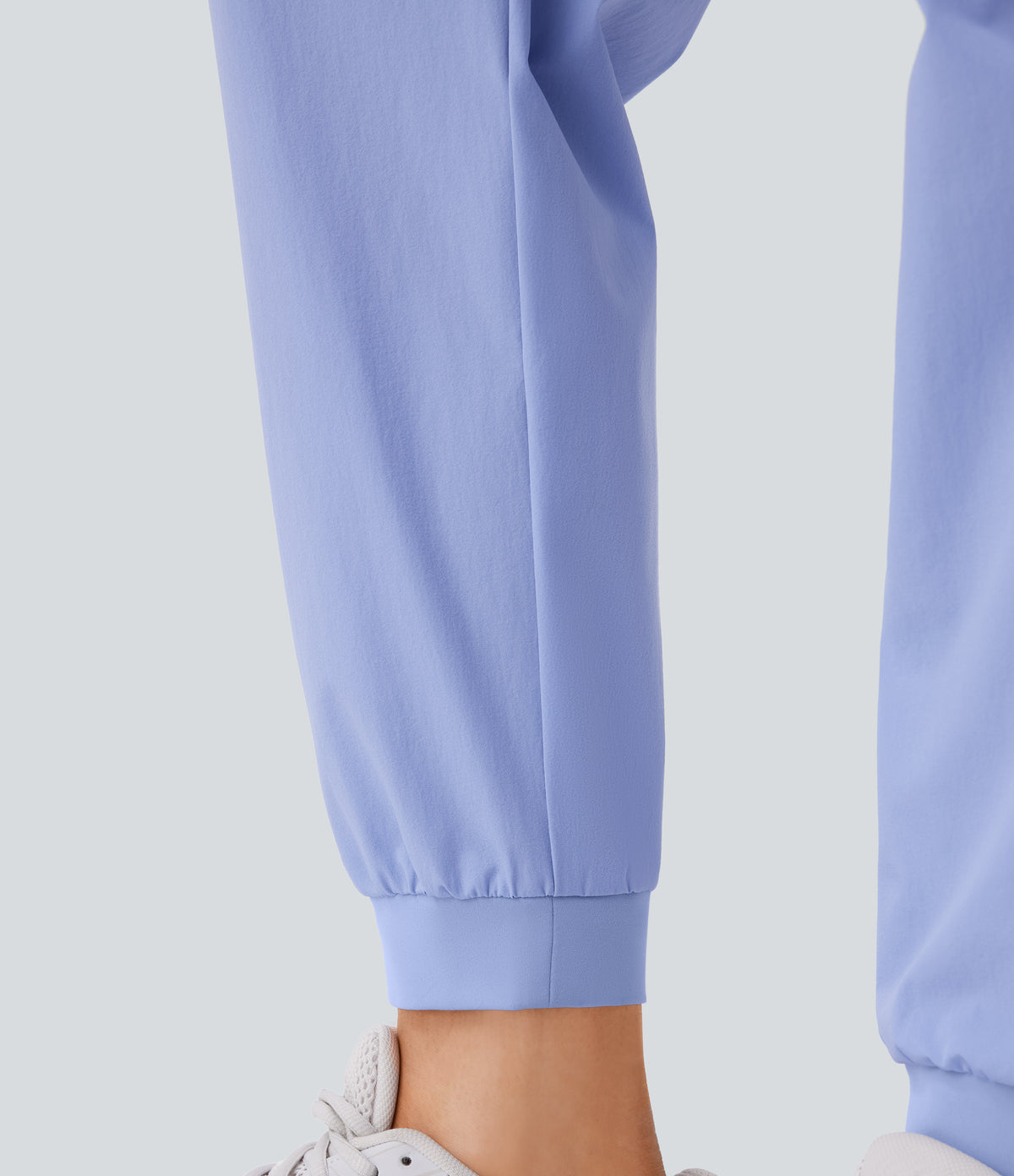 Water Repellent Wear-Resistant Mid Rise Drawstring Multiple Pockets Hiking Pile Joggers — Azure Haze — view 6