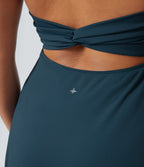 Backless Twisted Flare Dance Plus Size Active Dress-Longer Length-Edition — Majolica Blue — view 7