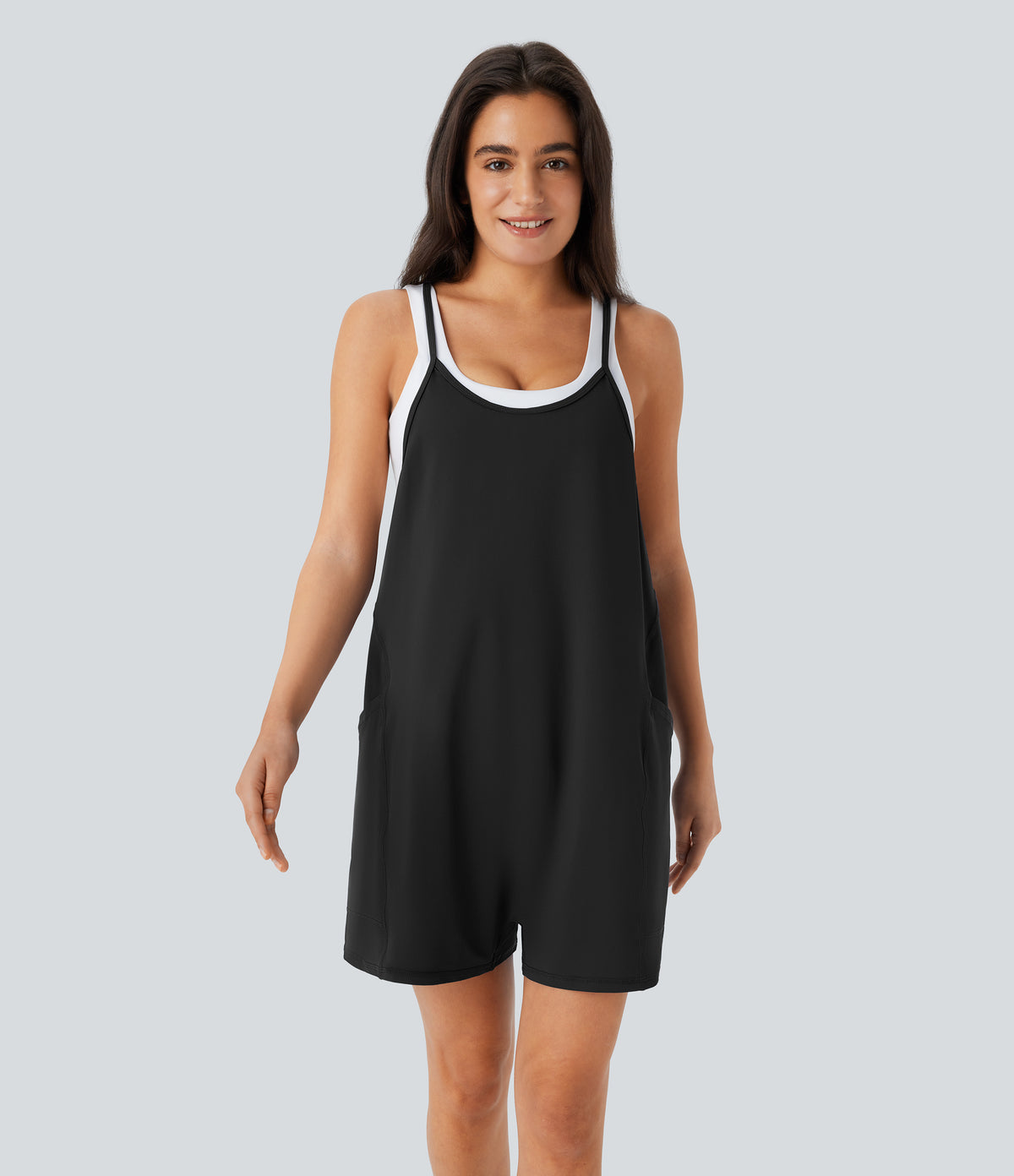 Adjustable Strap Side Pockets Casual Jumpsuit — Tap Shoe — view 9