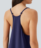 Adjustable Strap Side Pockets Casual Jumpsuit — Black Iris — view 6