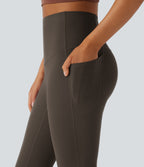 High Waisted Tummy Control Pocket Shaping Yoga Bootcut Leggings — Chocolate Torte — view 4