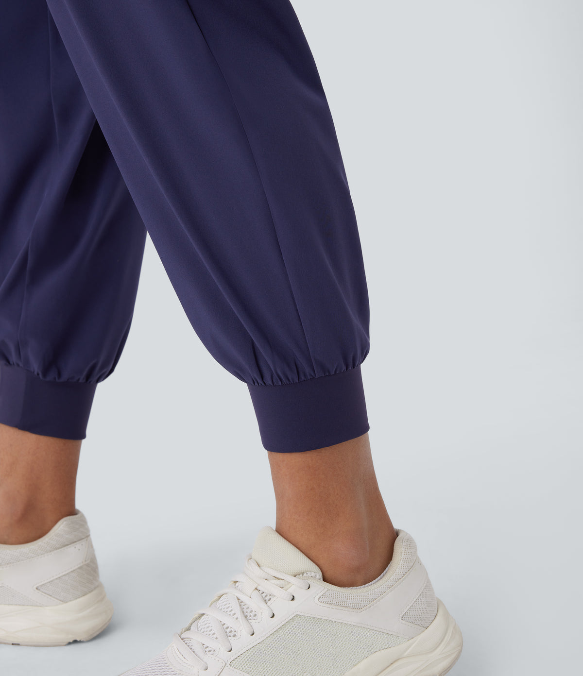 Crossover High Waisted Side Pockets Quick Dry Yoga Joggers — Black Diamond Blue — view 6