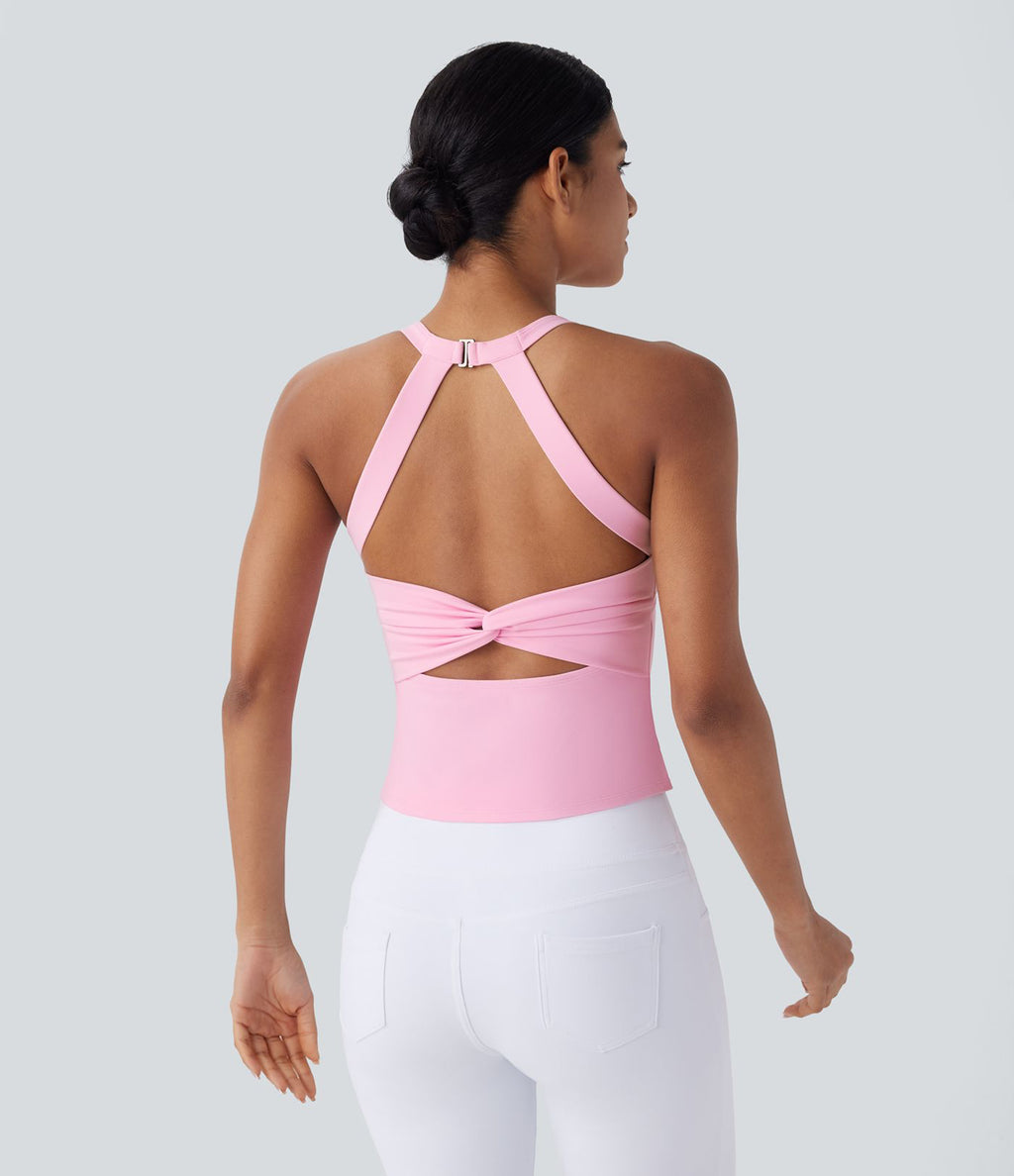 Plush Cut Out Yoga Tank Vest Top A-D Cups — Nosegay — view 1