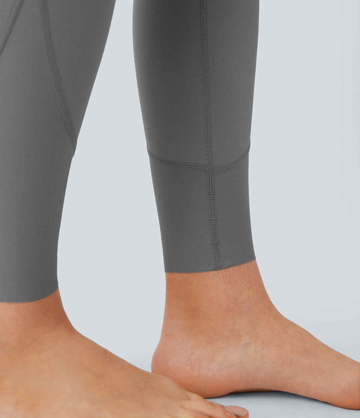 Super High Waisted Back Crossover Pocket 7/8 Yoga Maternity Leggings — Steel Gray — view 6