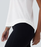 Racerback Curved Hem Stripe Quick Dry Running Tank Vest Top — White — view 6