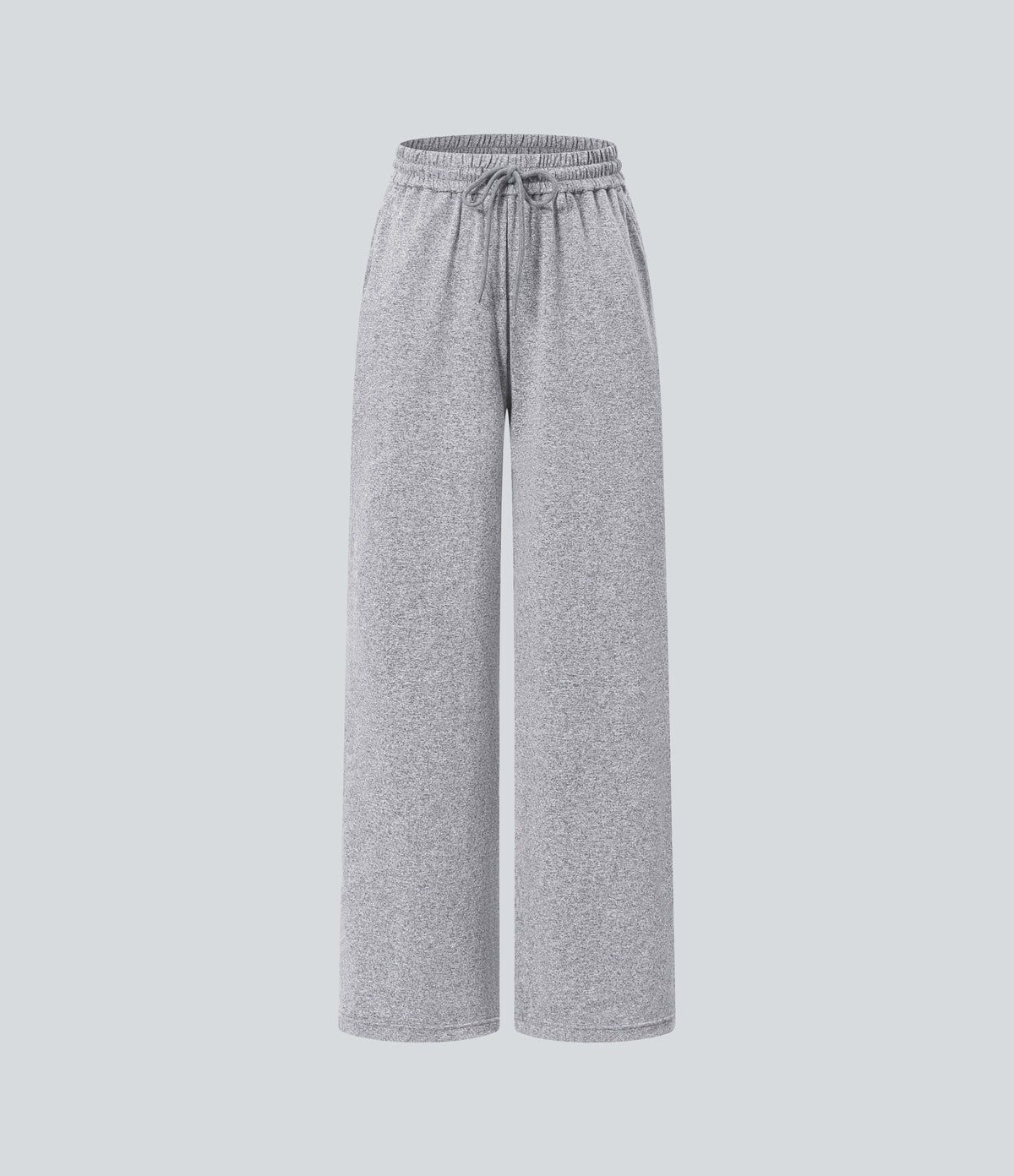 High Waisted Drawstring Pocket Wide Leg Casual Trousers — Fog Gray — view 8