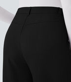 High Waisted Side Pocket Straight Leg Work Trousers — Black — view 5
