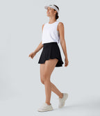 Round Neck Twisted Curved Hem Cropped Pickleball Tank Vest Top — White — view 6