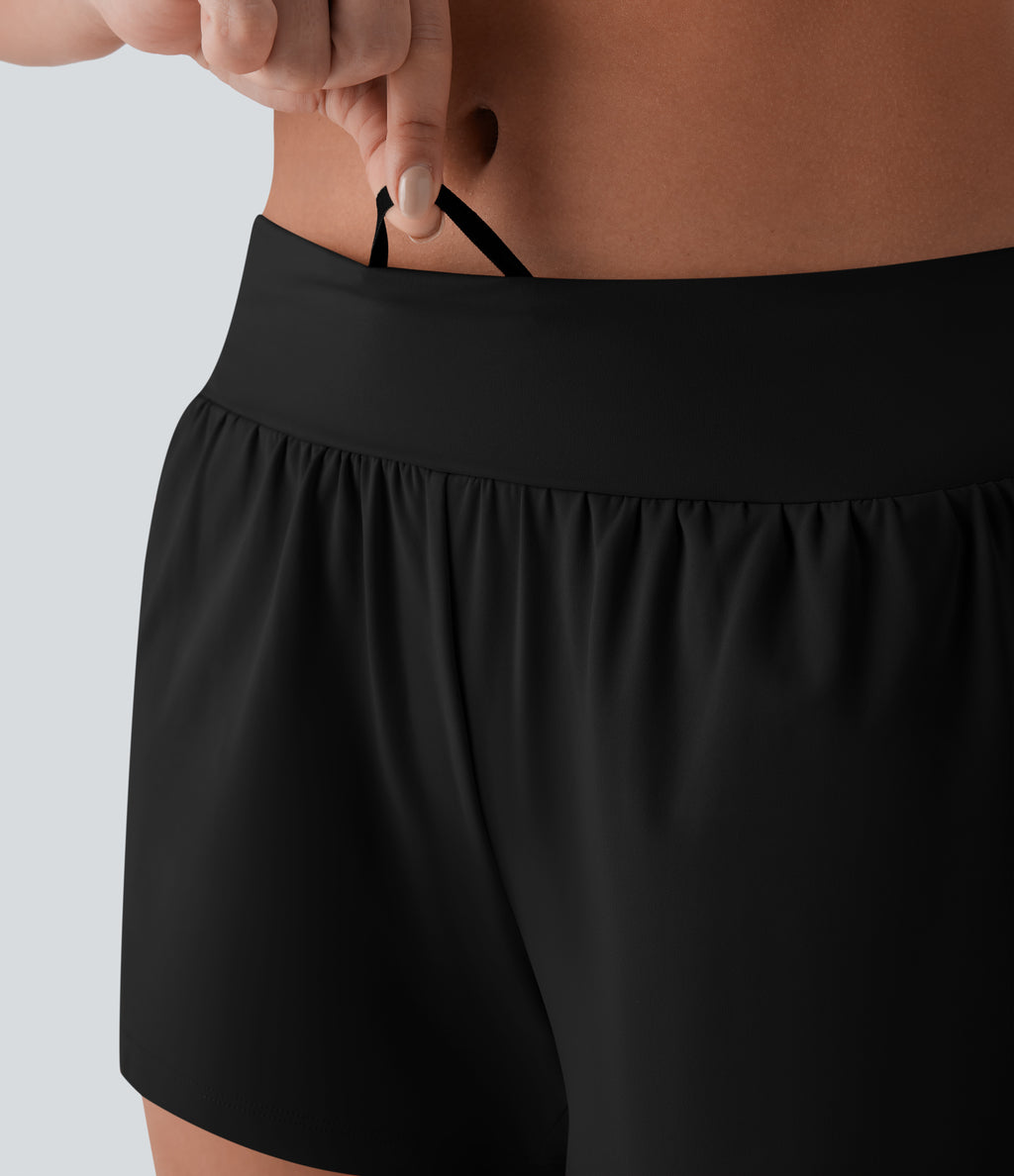 Airy Low Rise Shorts 3'' with Pockets — Black — view 4