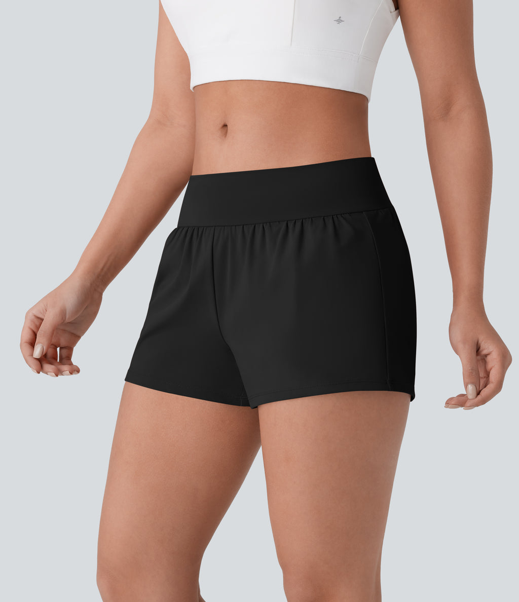 Airy Low Rise Shorts 3'' with Pockets — Black — view 3