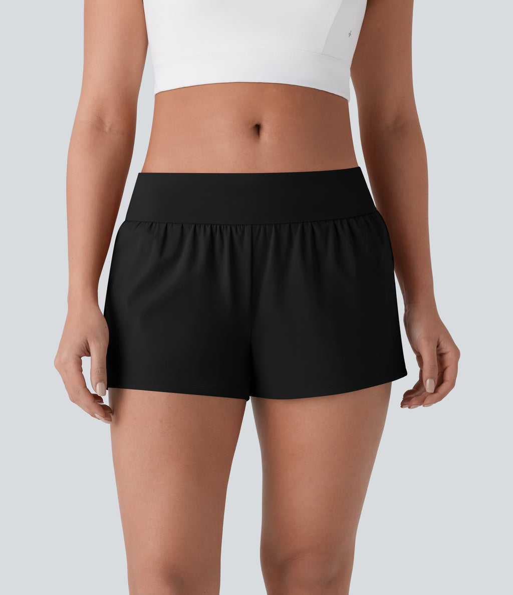 Airy Low Rise Shorts 3'' with Pockets — Black — view 1