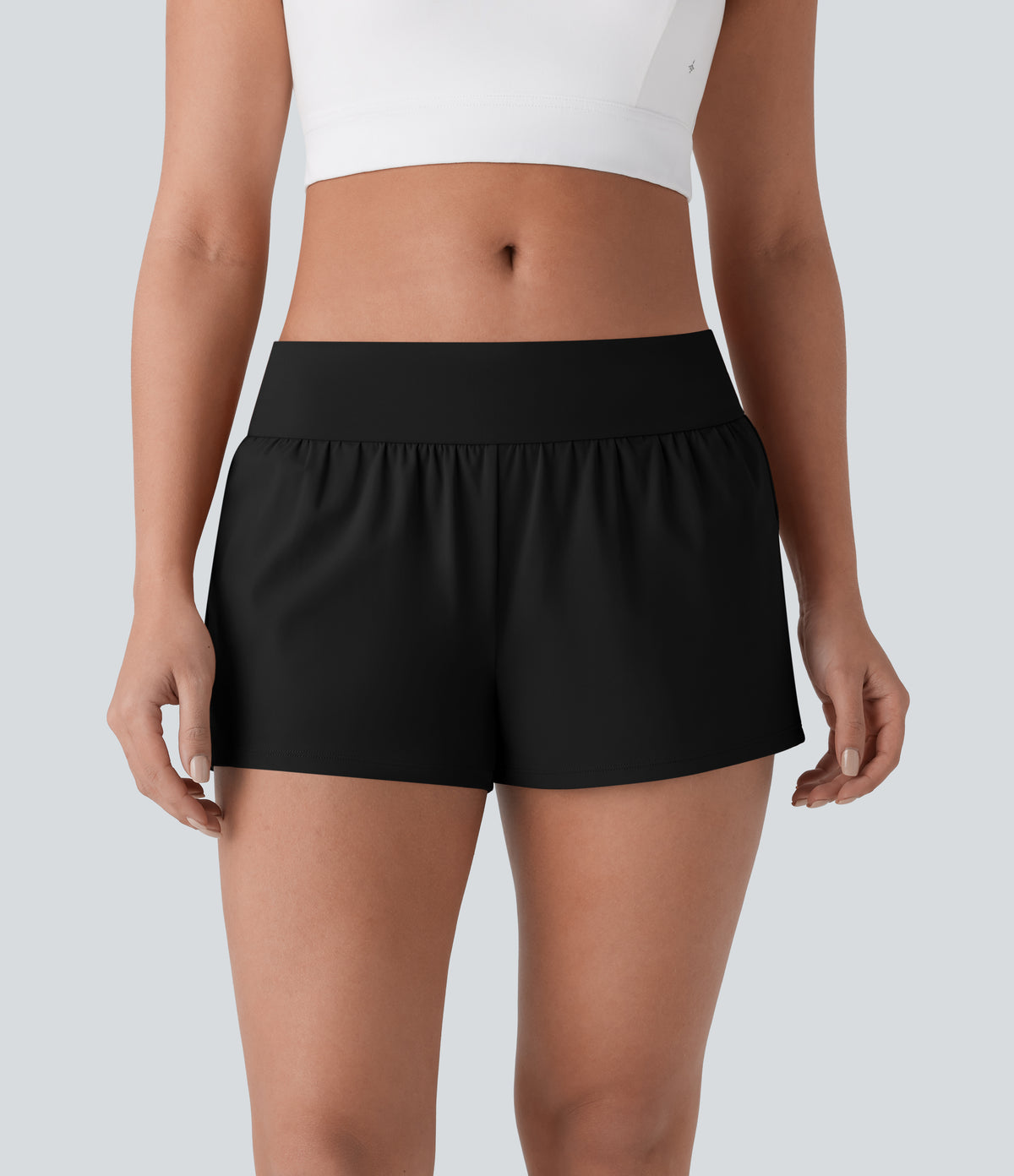 Airy Low Rise Shorts 3'' with Pockets — Black — view 1