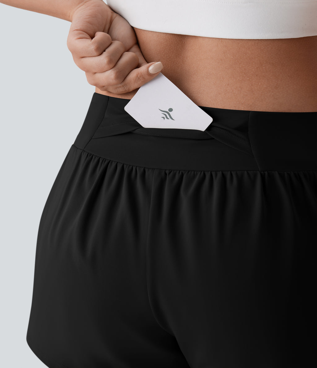 Airy Low Rise Shorts 3'' with Pockets — Black — view 6