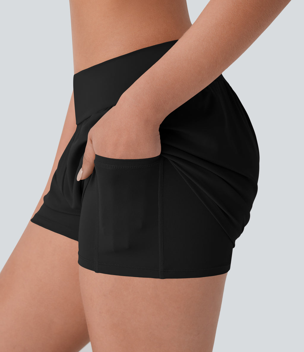 Airy Low Rise Shorts 3'' with Pockets — Black — view 5