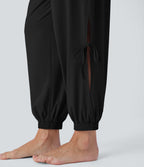 Sleeveless Cut Out Drawstring Pocket Yoga Jumpsuit-UPF50+ — Black — view 7