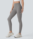 Seamless Flow High Waisted Tummy Control Butt Lifting 7/8 Yoga Leggings — Mockingbird — view 3