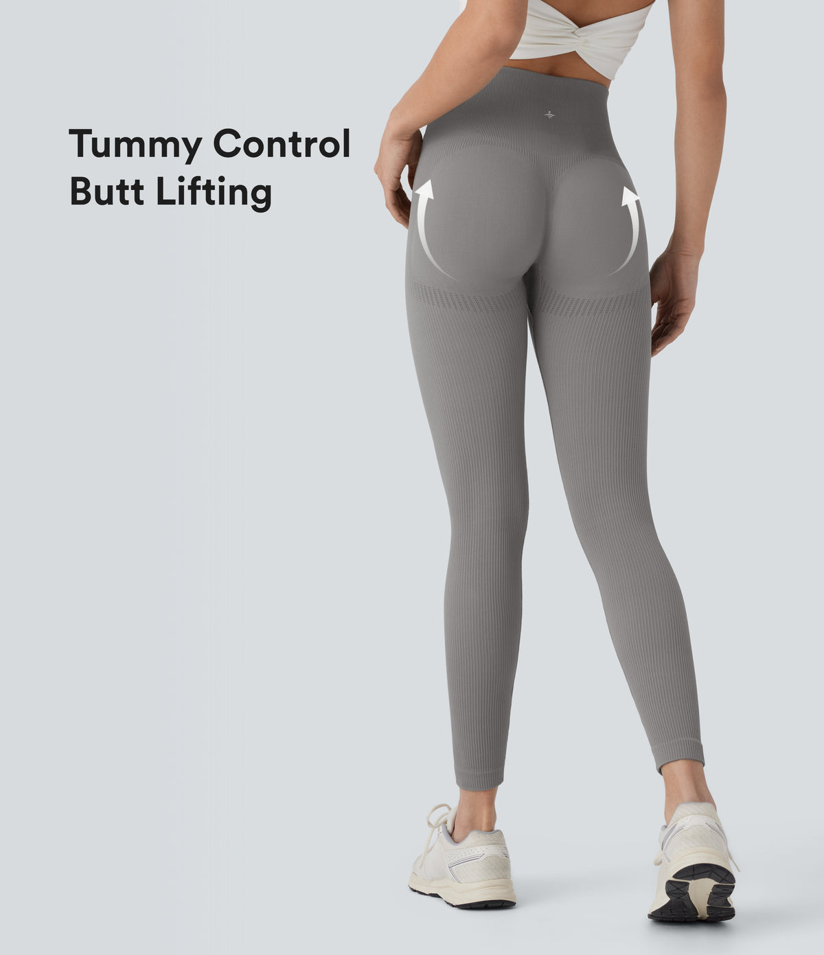 Seamless Flow High Waisted Tummy Control Butt Lifting 7/8 Yoga Leggings — Mockingbird — view 1