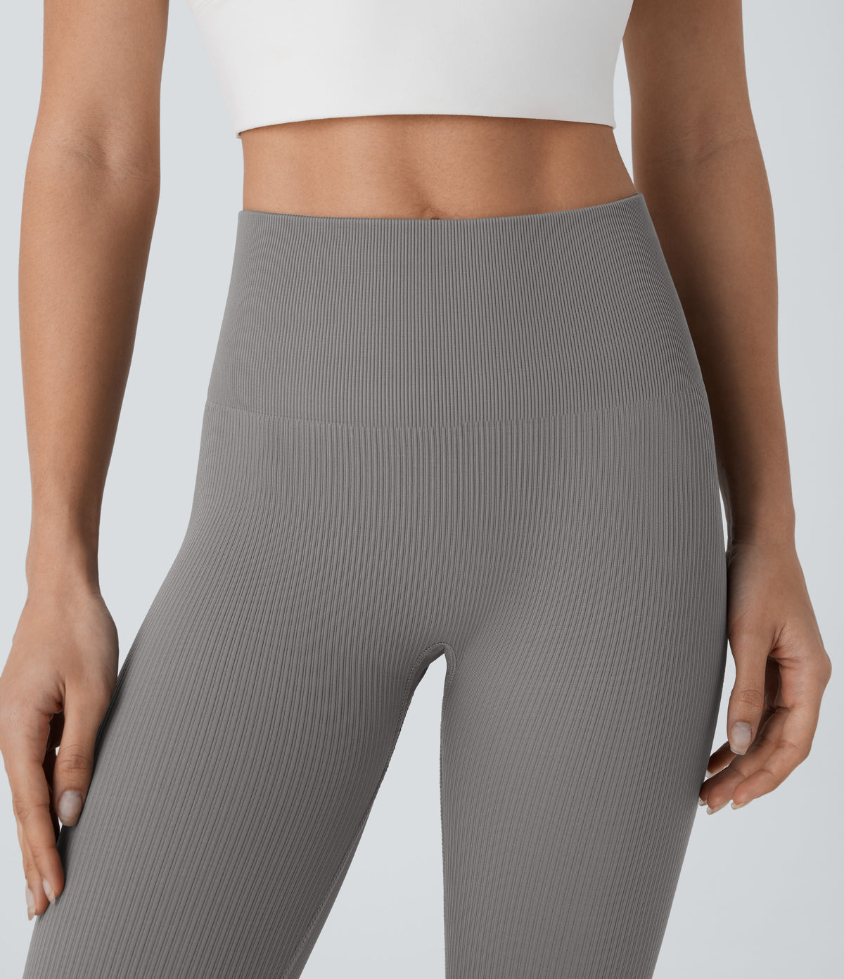 Seamless Flow High Waisted Tummy Control Butt Lifting 7/8 Yoga Leggings — Mockingbird — view 5