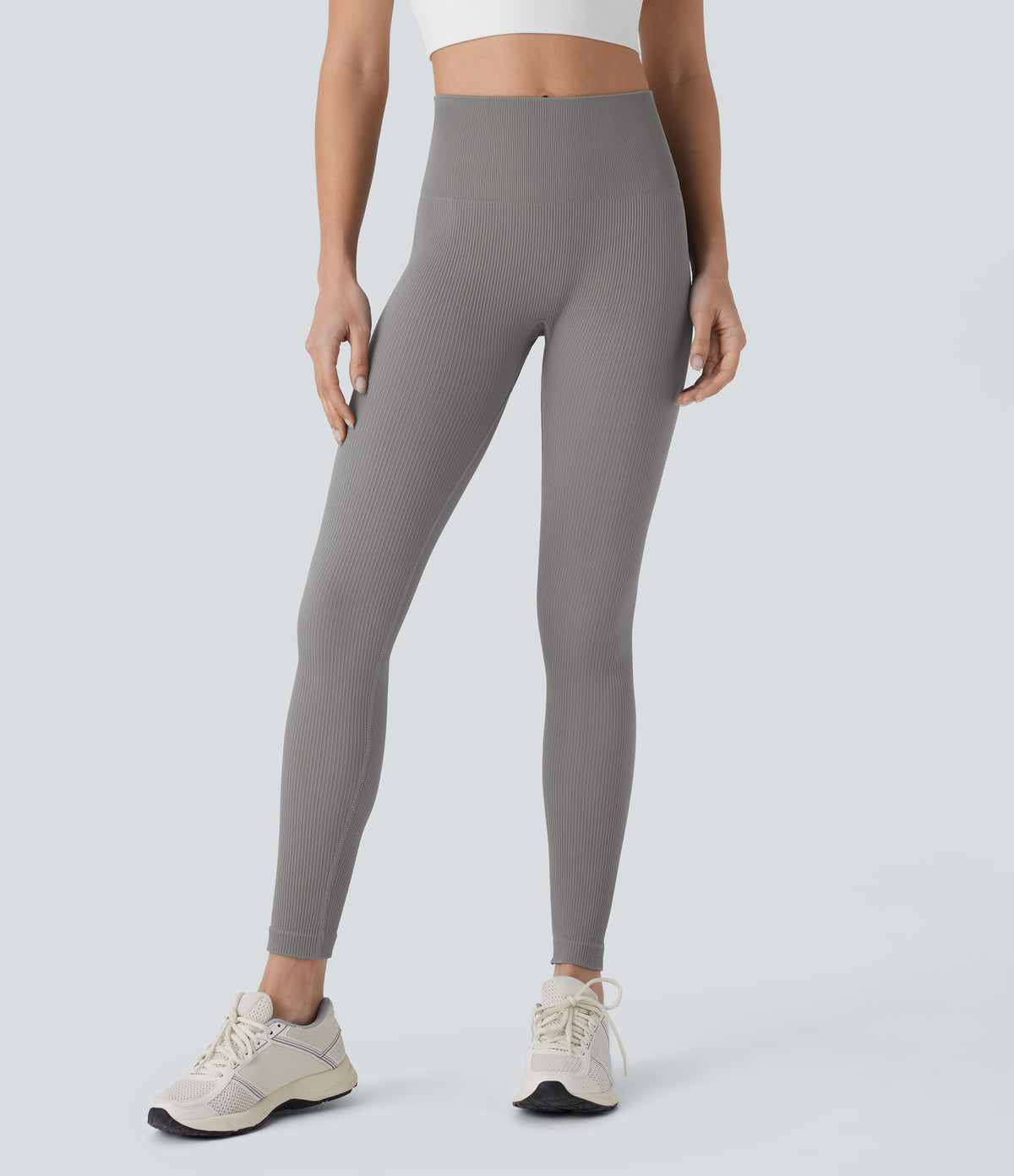 Seamless Flow High Waisted Tummy Control Butt Lifting 7/8 Yoga Leggings — Mockingbird — view 2