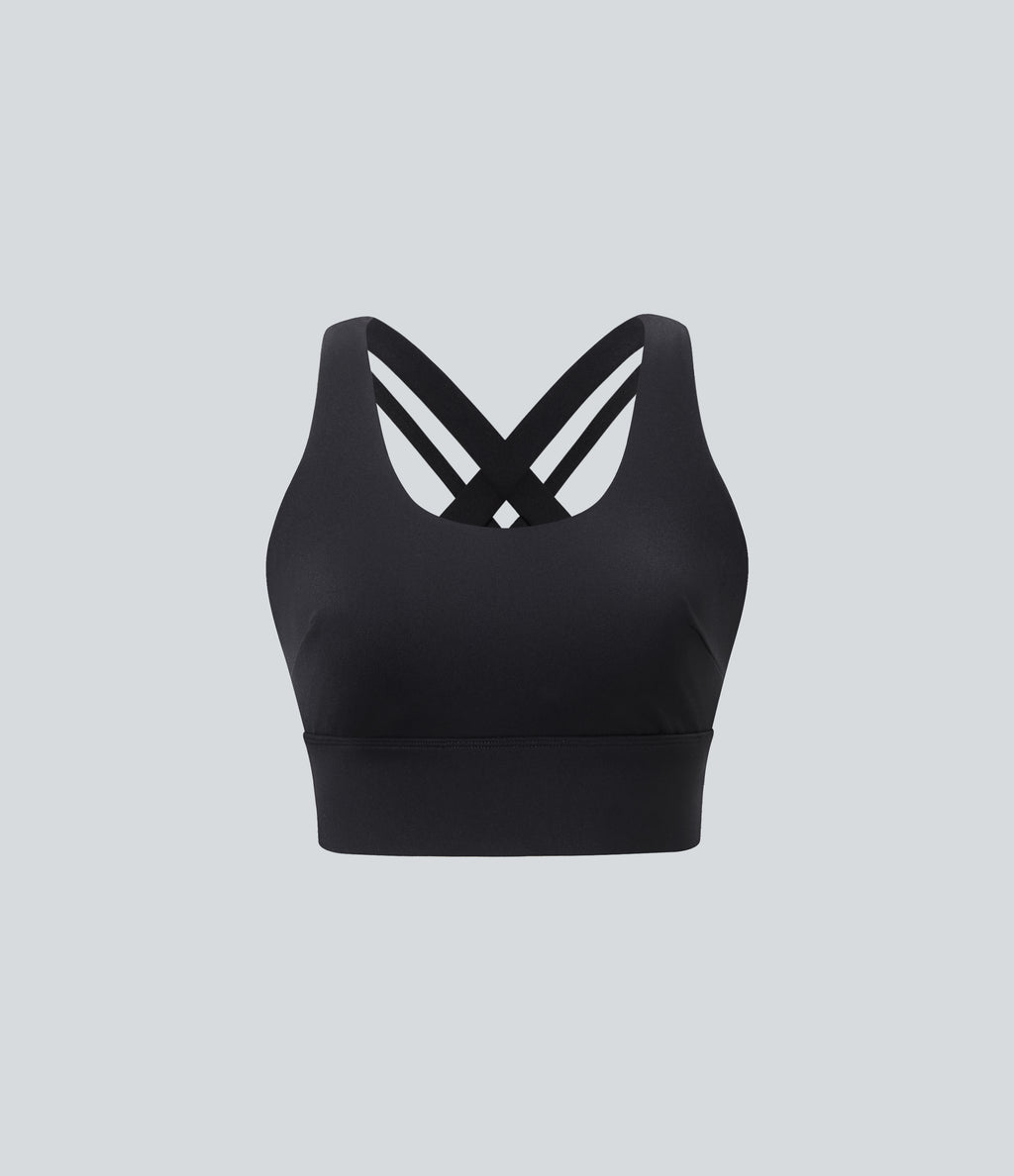 Medium Support U Neck Adjustable Hook Running Sports Bra DD-F Cups — Black — view 7