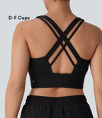 Medium Support U Neck Adjustable Hook Running Sports Bra DD-F Cups — Black — view 1