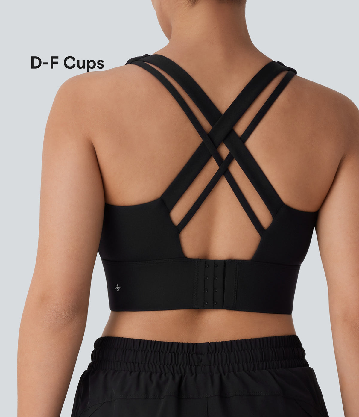 Medium Support U Neck Adjustable Hook Running Sports Bra DD-F Cups — Black — view 1