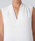 V Neck Sleeveless Work Blouse — White — view 4