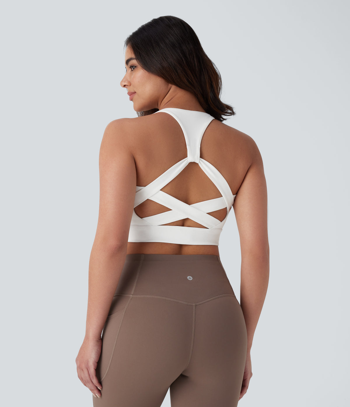 Low Support Racerback Yoga Sports Bra DD-F Cups — White — view 4