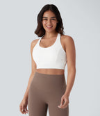 Low Support Racerback Yoga Sports Bra DD-F Cups — White — view 2