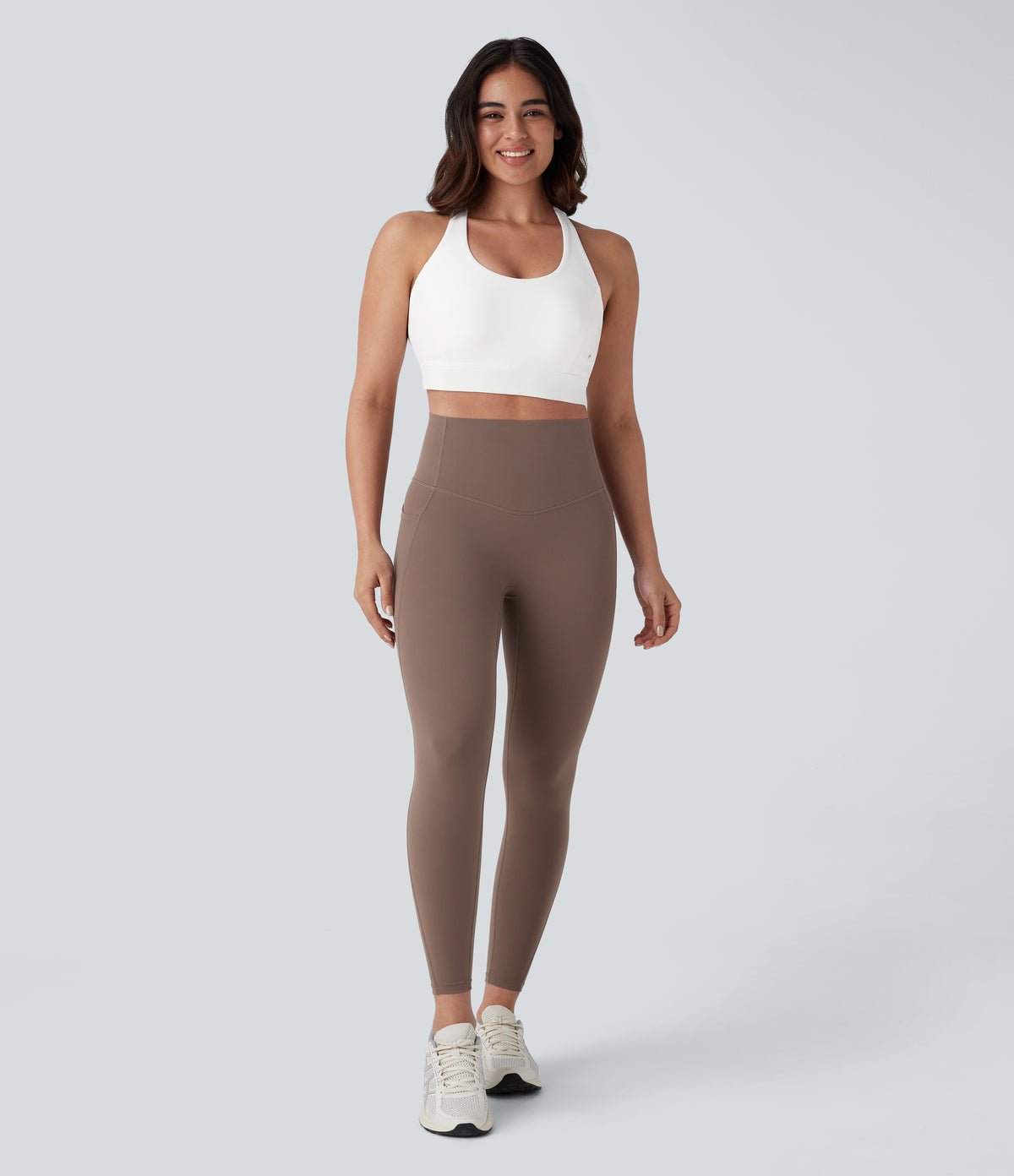 Low Support Racerback Yoga Sports Bra DD-F Cups — White — view 6