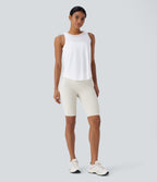 Contrast Mesh Curved Hem Quick Dry Running Tank Vest Top — White — view 6