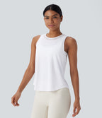 Contrast Mesh Curved Hem Quick Dry Running Tank Vest Top — White — view 3