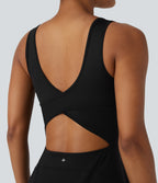 Airy U Neck 2-in-1 Pocket Mini InstantCool Dance Active Dress — Black — view 5
