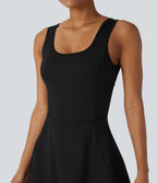 Airy U Neck 2-in-1 Pocket Mini InstantCool Dance Active Dress — Black — view 4