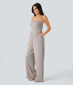 Tube Pocket Wide Leg Jumpsuit — Ashes of Roses — view 3